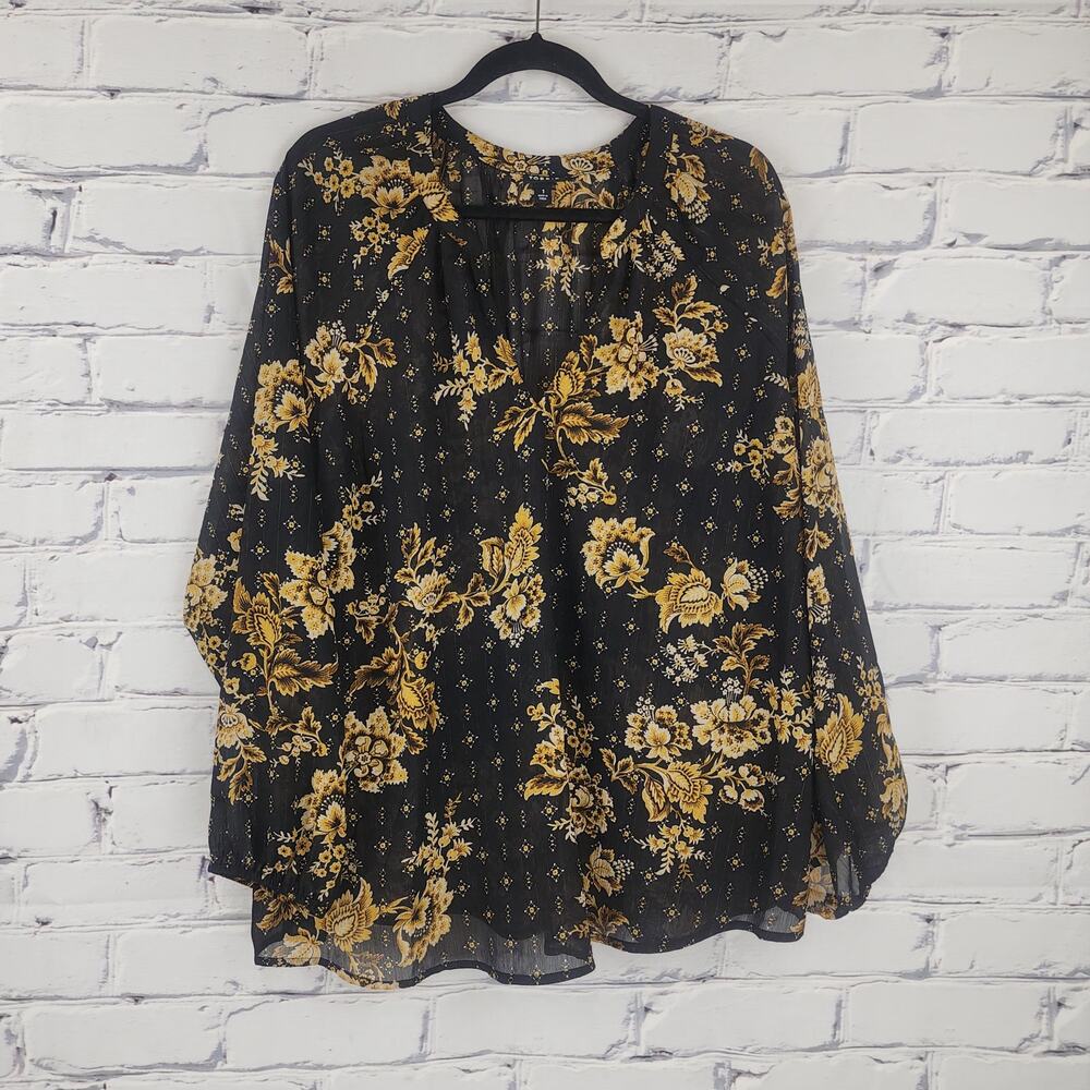 Torrid Top Crinkle Chiffon Lurex Peasant Long Sleeve Blouse Sheer corpcore fairy